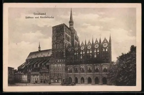 AK Stralsund, Nicolaikirche und Rathaus