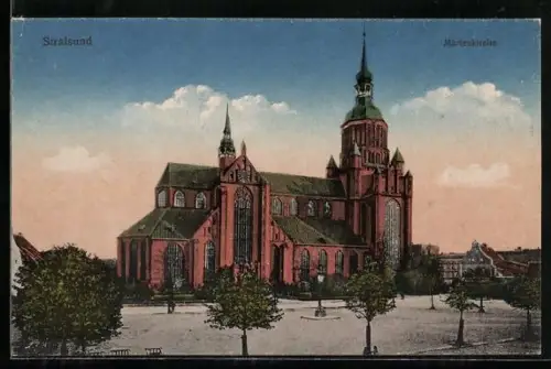 AK Stralsund, Marienkirche, Aussenansicht