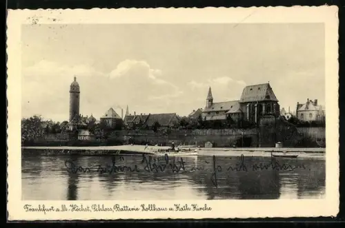 AK Frankfurt-Höchst, Batterie Zollhaus und Kath. Kirche