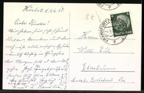 AK Frankfurt-Höchst, Neues Rathaus, ehemal. Bolongaro-Palast