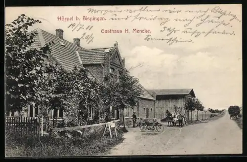 AK Hörpel b. Bispingen, Gasthaus H. Mencke mit Strassenpartie