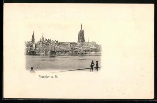 AK Frankfurt a. M., Mainufer und Brücke