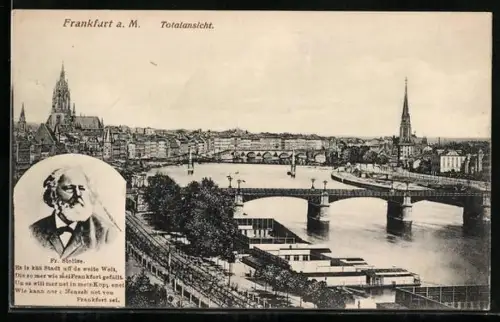 AK Frankfurt a. M., Mainpartie mit Brücken