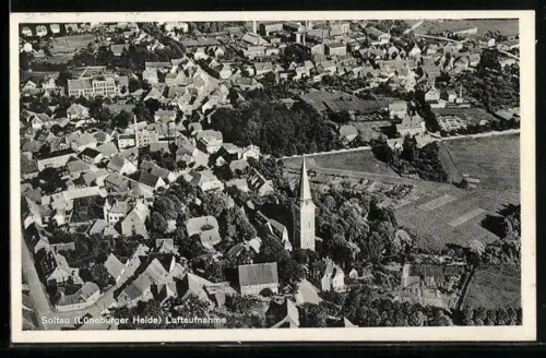 AK Soltau /Lüneburger Heide, Luftaufnahme des Ortes