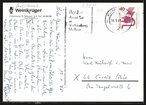 AK Hamburg-Rotherbaum, Gasthaus Weinkrüger, Milchstrasse 3/4