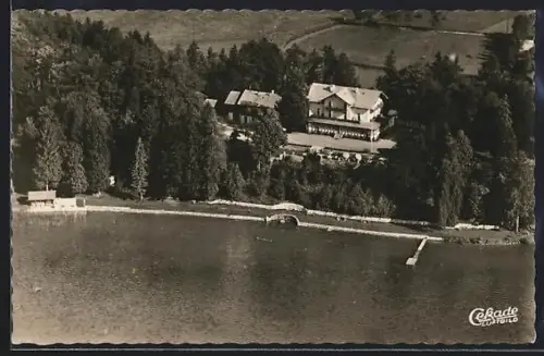 AK Schliersee, Haus Freudenberg, Erholungsheim der Bayr. Staatsbank, Fliegeraufnahme