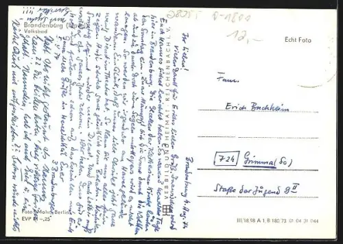 AK Brandenburg /Havel, Volksbad mit Besuchern