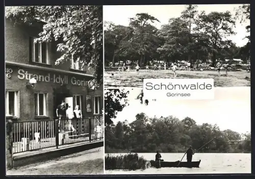 AK Schönwalde / Wandlitz, Gorinsee mit Strand-Idyll und Anglern