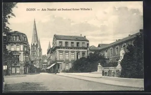 AK Bonn, Am Neutor mit Kaiser Wilhelm I.-Denkmal