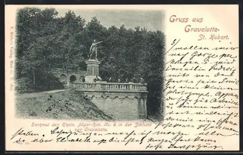 AK Gravelotte, Denkmal des Rhein. Jäger-Bat. No. 8 in der Schlucht von Gravelotte