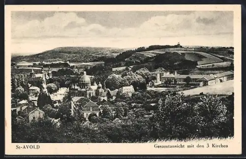 AK St-Avold, Ortsansicht mit den drei Kirchen