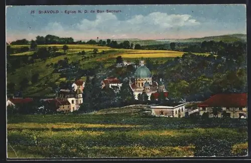 AK St-Avold, Église N. D. de Bon-Secours et paysage environnant