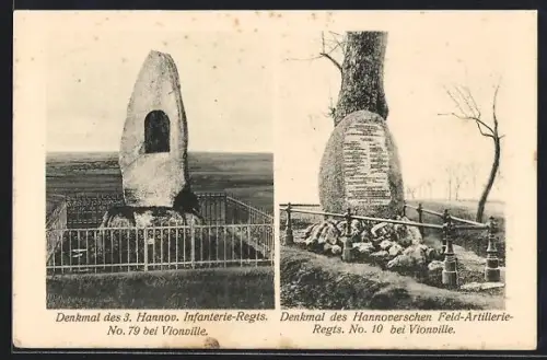AK Vionville, Denkmäler d. 3. Hannov. Infanterie-Regts. No. 79 u. Hannoverschen Feld-Artillerie-Regts. No. 10