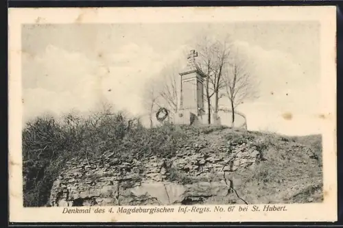 AK St. Hubert, Denkmal d. 4. Magdeburgischen Inf.-Regts. No. 67