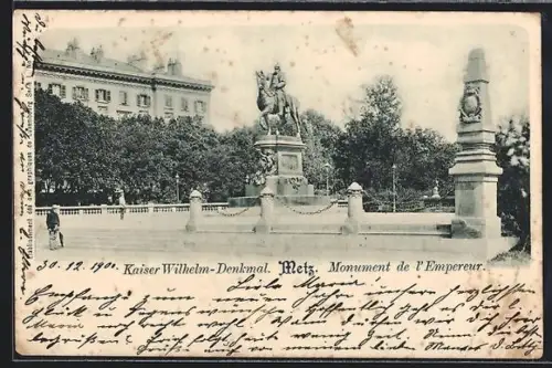 AK Metz, Monument de l`Empereur et parc environnant