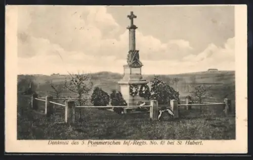 AK St. Hubert, Denkmal d. 5. Pommerschen Inf.-Regts. No. 42