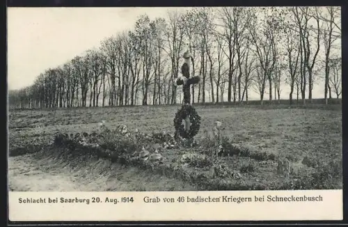 AK Schneckenbusch bei Saarburg, Grab v. 46 badischen Kriegern nach der Schlacht 1914