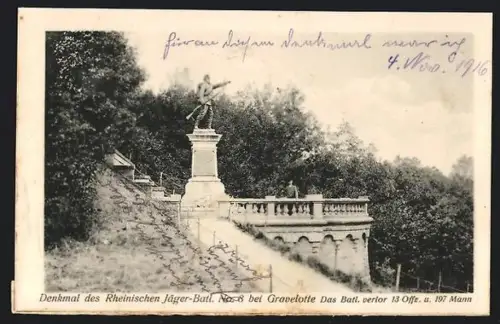 AK Gravelotte, Denkmal des Rheinischen Jäger-Batl. No. 6