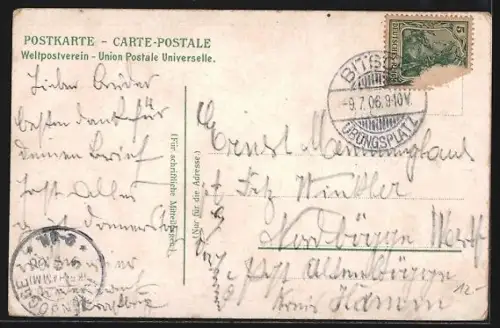 Künstler-AK Bitche, Blick auf den Truppenübungsplatz