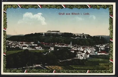 AK Bitsch i. Lothr., Vue sur la ville et la forteresse en arrière-plan