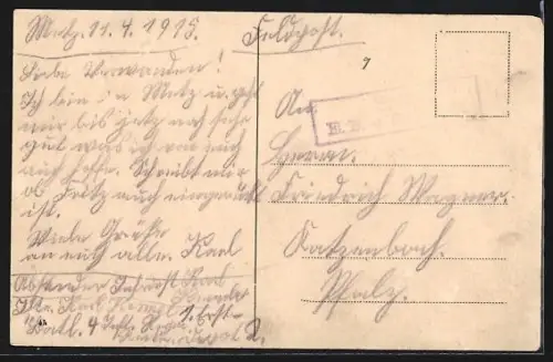 AK Metz, Denkmal Kaiser Friedrich III. und Reichsbank