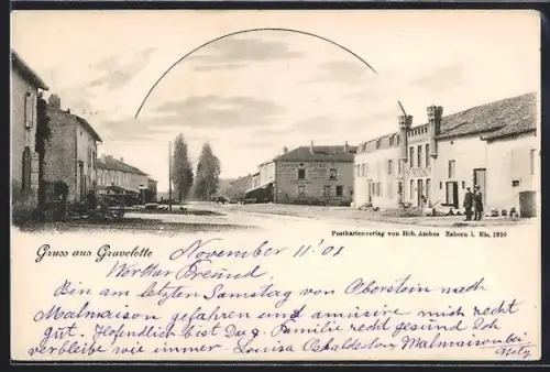 AK Gravelotte, Vue de la rue principale avec bâtiments et passants