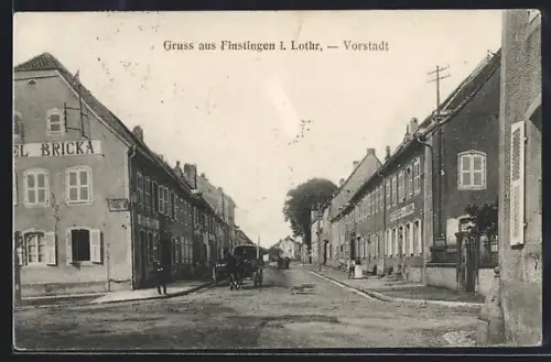AK Finstingen i. Lothr., Strassenpartie in der Vorstadt