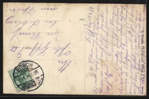 AK Bitsch, Groupe de soldats posant devant des baraquements en 1914