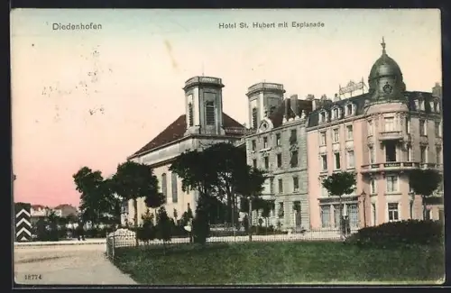 AK Diedenhofen, Hôtel St. Hubert mit Esplanade