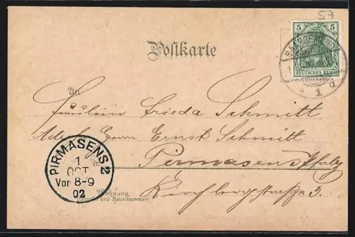 Lithographie Sarreguemines, Vue nocturne du pont et des bâtiments avec bateau sur la rivière