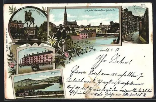 AK Metz, Kaiser-Wilhelm-Denkmal, St. Quentin, Kriegsschule