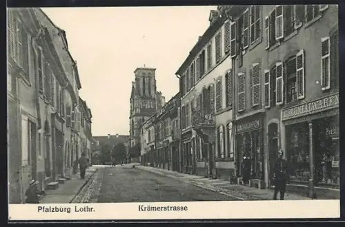 AK Pfalzburg /Lothr., Krämerstrasse mit Colonialwarenhandlung