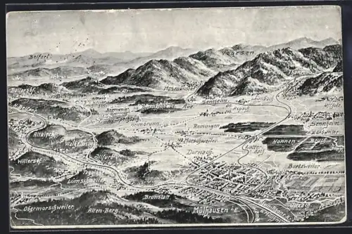 AK Mülhausen /Vogesen, Mülhausen und Umgebung, Sennheim, Dornach, Altkirch