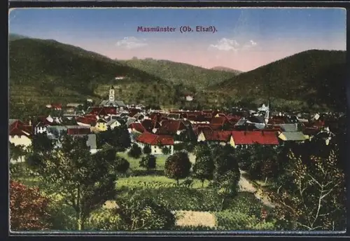 AK Masmünster /Ob. Elsass, Vue générale du village entouré de collines verdoyantes
