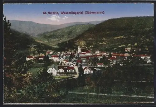 AK St. Amarin /Wesserlingertal, Ortsansicht aus der Vogelschau