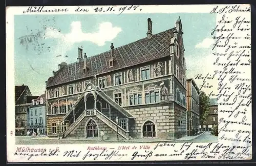 AK Mülhausen i. E., Hôtel de Ville avec son architecture remarquable