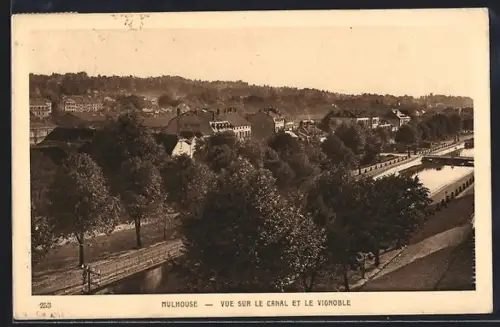 AK Mulhouse, Vue sur le canal et le vignoble