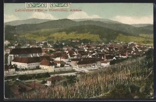 AK Gebweiler i. Els., Ortsansicht aus der Vogelschau