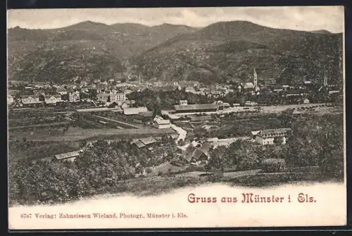 AK Munster i. Els., Vue panoramique du village et des montagnes environnantes