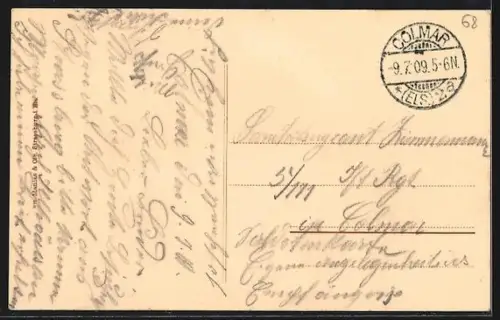 AK Colmar, Vue panoramique sur la ville avec montagnes en arrière-plan