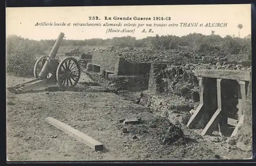 AK Thann /Haute-Alsace, Artillerie lourde et retranchements allemands entre Thann et Alkirch