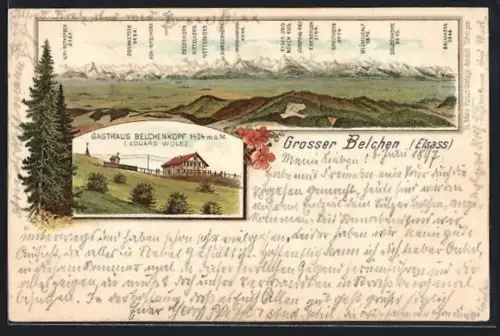 AK Grosser Belchen /Elsass, Gasthaus Belchenkopf, Inh. Eduard Wolf