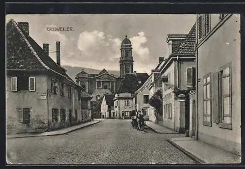 AK Gebweiler, Vue de la rue principale avec l`église en arrière-plan
