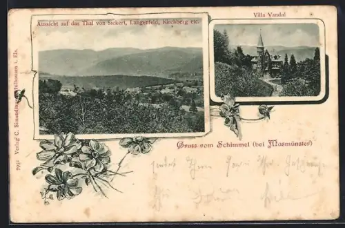 AK Schimmel bei Masmünster, Aussicht auf das Thal von Sickert, Villa Vandal