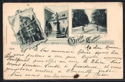 AK Colmar, Pfeffer Denkmal, Partie am Kopfhaus