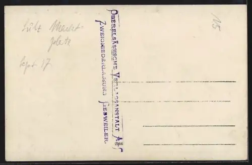 Foto-AK Sulz /O. Els., Marktplatz mit Brunnen 1917