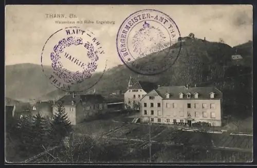 AK Thann /Els., Waisenhaus mit Ruine Engelsburg