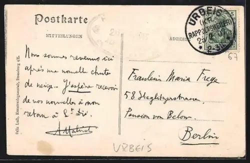 AK Urbeis, Hotel Weisser See im Winter