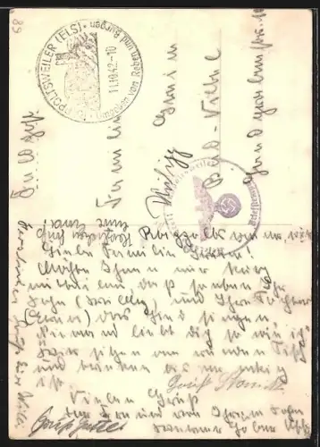 AK Reichenwier im Elsass, Strassenpartie mit Blick zur Kirche