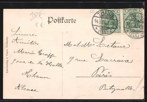 AK Thann /O.-Els., Reinvorstadtstrasse m. Kaiserl. Post